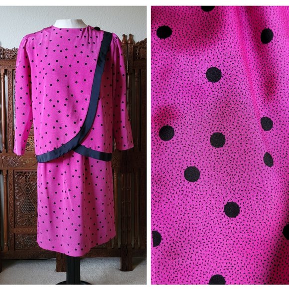 Lady Carol Petites of New York - 80s Barbiecore Pink Skirt Set - Picture 1 of 15